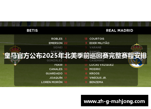 皇马官方公布2025年北美季前巡回赛完整赛程安排